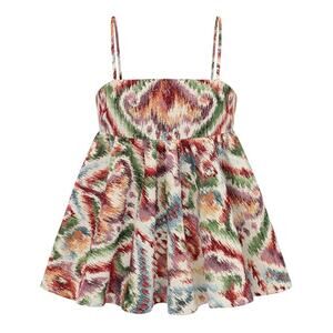 Autumn Adeigbo Fifi Peplum Babydoll Blurred Jacquard Multicolor Top Size 8 NWT